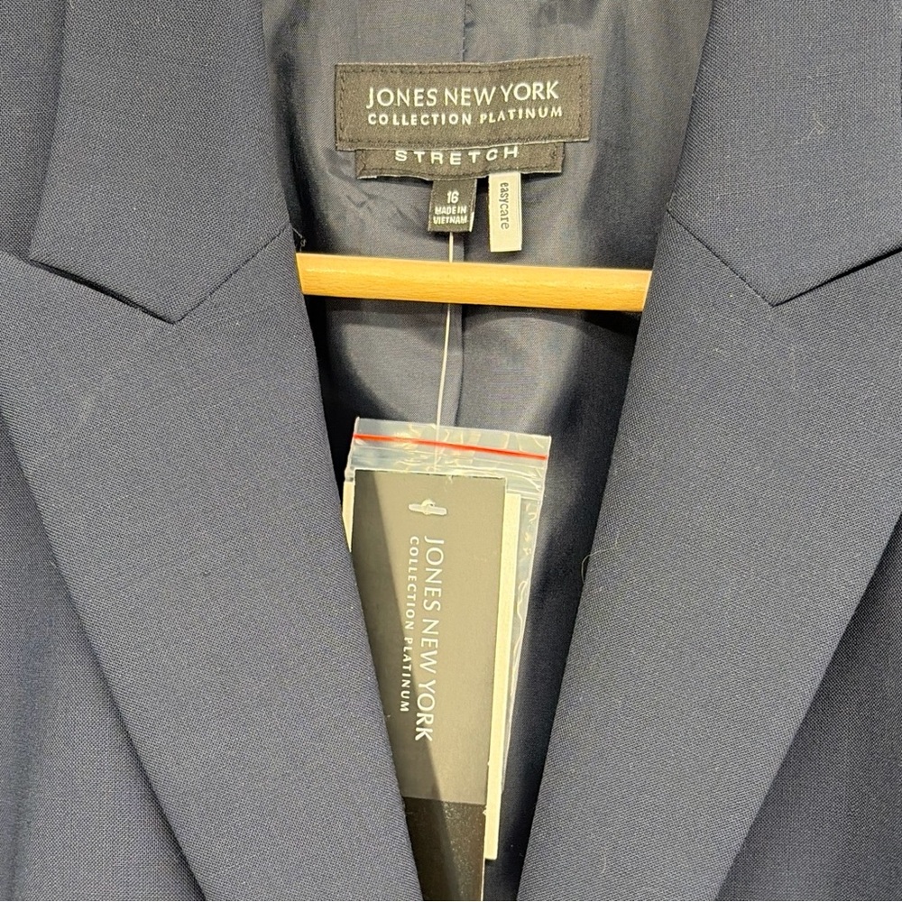Jones New York Navy Blue Platinum Collection Stretch Midnight Sky Women's Blazer - Picture 5 of 11